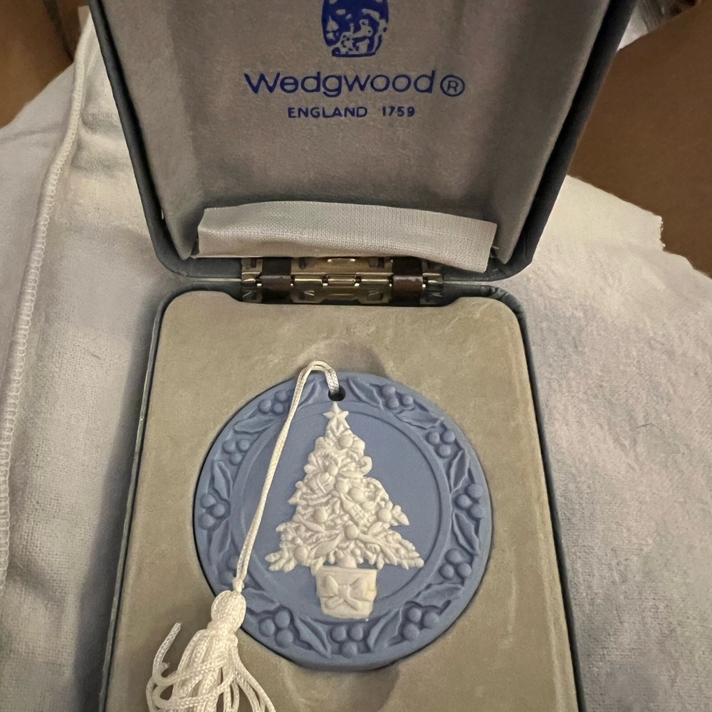 Vintage Wedgwood Blue and White Christmas Tree Ornament